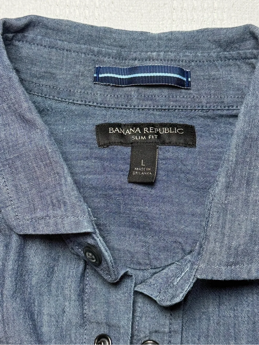 Banana Republic Men's Western Chambray Button-Down Shirt Pearl Snap Buttons